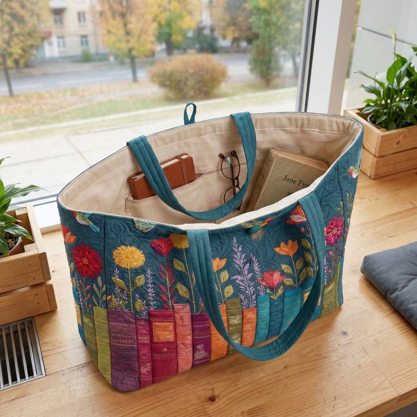 Book Garden Quilted Classic Tote Bag SN0NT029