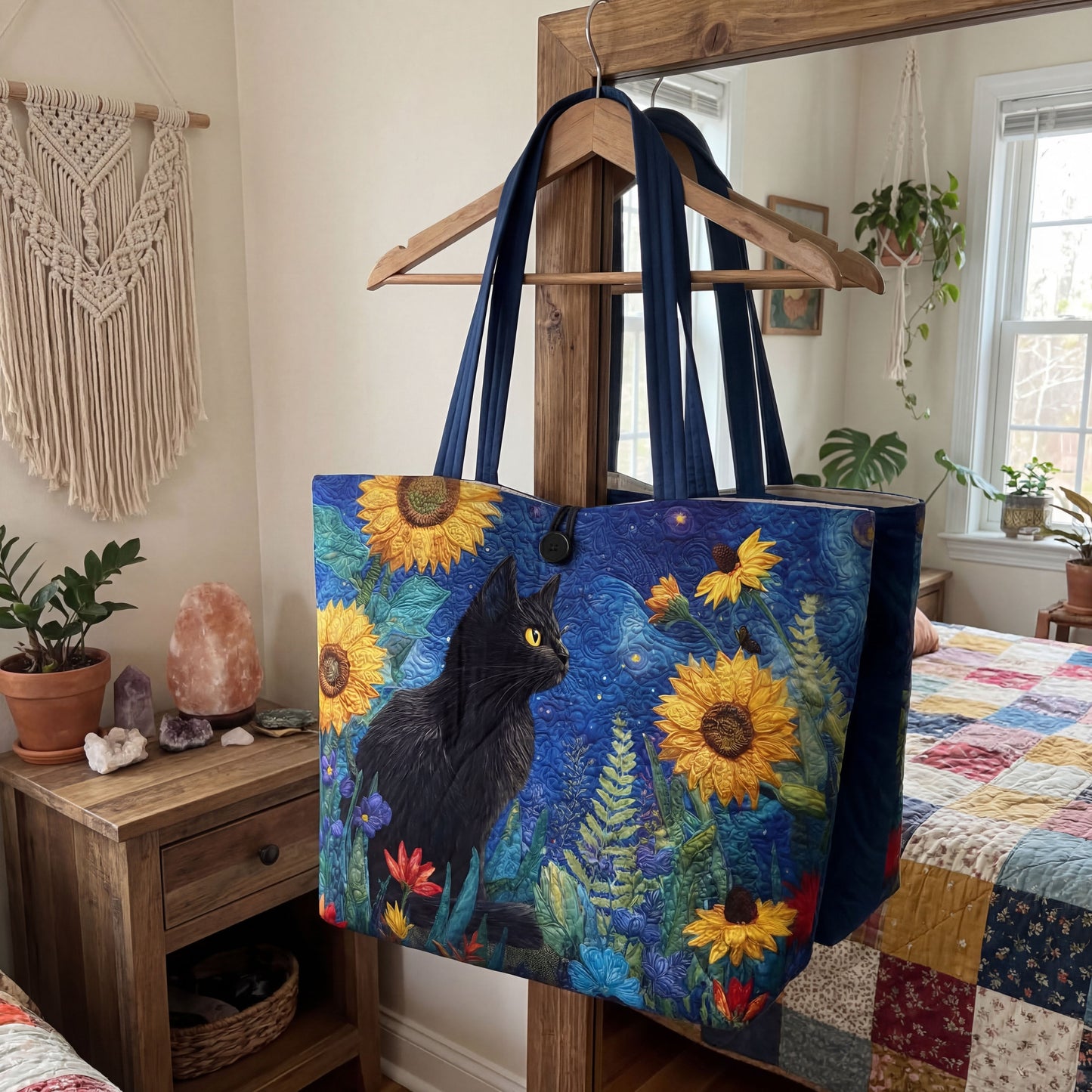 Midnight Sunflower Heritage Quilted Classic Tote Bag SN0PT038