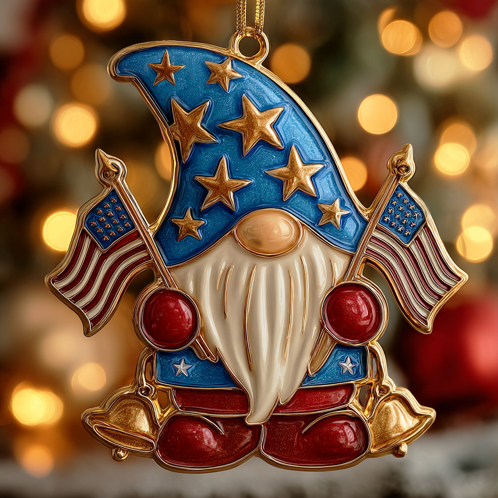 Patriotic Gnome Mica Ornament NCU0HT098