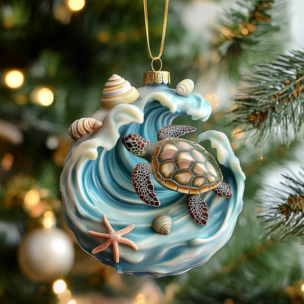 Turtle Surfing Mica Ornament NCU0DV135