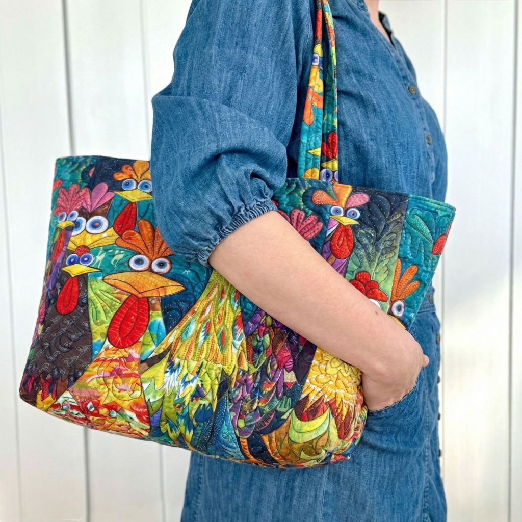Whimsical Rooster Garden Quilted Classic Tote Bag SN0PT028