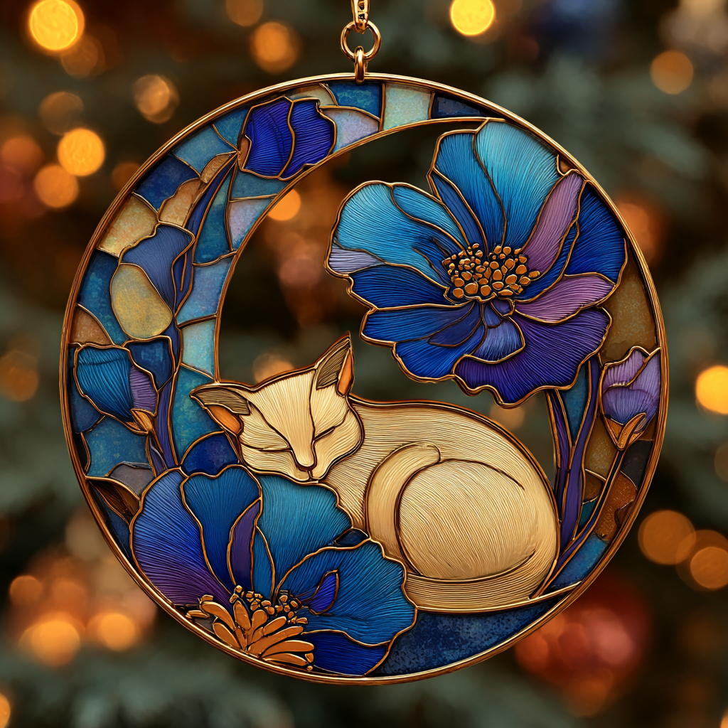 Moonlit Cat Mica Ornament NCU0DH033
