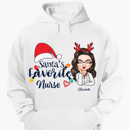 Personalized Hoodie - Gift For Nurse - Santa's Favorite Nurse