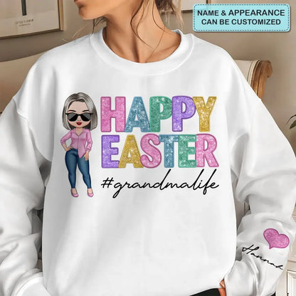 Happy Easter - Personalized Custom Sweatshirt - Easter, Mother's Day Gift For Grandma, Mom, Family Members