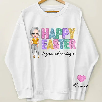 Happy Easter - Personalized Custom Sweatshirt - Easter, Mother's Day Gift For Grandma, Mom, Family Members