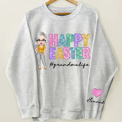 Happy Easter - Personalized Custom Sweatshirt - Easter, Mother's Day Gift For Grandma, Mom, Family Members
