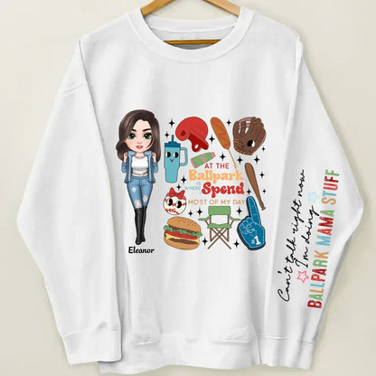Cant Talk Right Now I Am Doing Ballpark Mama - Personalized Custom Sweatshirt - Mother's Day Gift For Grandma, Mom, Family Members