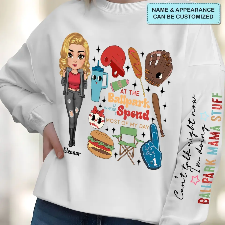 Cant Talk Right Now I Am Doing Ballpark Mama - Personalized Custom Sweatshirt - Mother's Day Gift For Grandma, Mom, Family Members