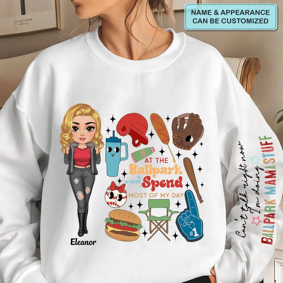 Cant Talk Right Now I Am Doing Ballpark Mama - Personalized Custom Sweatshirt - Mother's Day Gift For Grandma, Mom, Family Members
