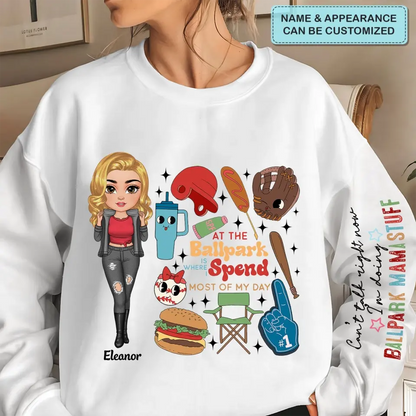 Cant Talk Right Now I Am Doing Ballpark Mama - Personalized Custom Sweatshirt - Mother's Day Gift For Grandma, Mom, Family Members