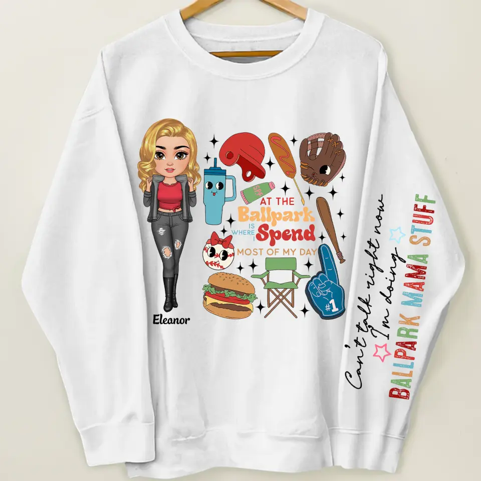 Cant Talk Right Now I Am Doing Ballpark Mama - Personalized Custom Sweatshirt - Mother's Day Gift For Grandma, Mom, Family Members
