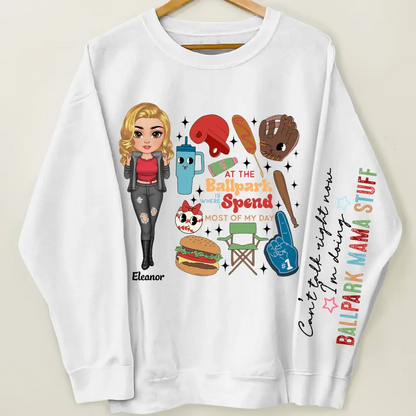 Cant Talk Right Now I Am Doing Ballpark Mama - Personalized Custom Sweatshirt - Mother's Day Gift For Grandma, Mom, Family Members