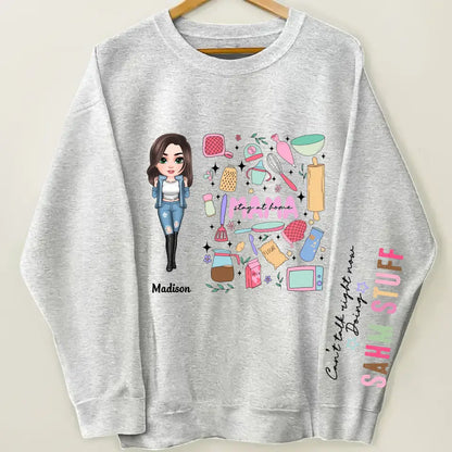 Cant Talk Right Now I Am Doing Stay At Home Mom Stuff - Personalized Custom Sweatshirt - Mother's Day Gift For Grandma, Mom, Family Members