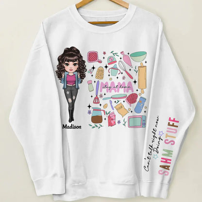 Cant Talk Right Now I Am Doing Stay At Home Mom Stuff - Personalized Custom Sweatshirt - Mother's Day Gift For Grandma, Mom, Family Members