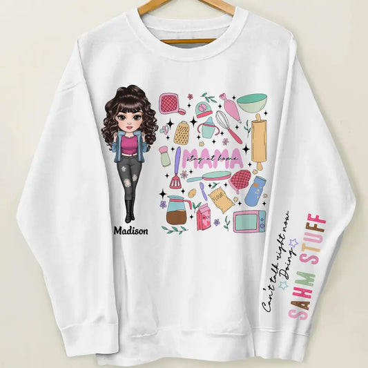 Cant Talk Right Now I Am Doing Stay At Home Mom Stuff - Personalized Custom Sweatshirt - Mother's Day Gift For Grandma, Mom, Family Members