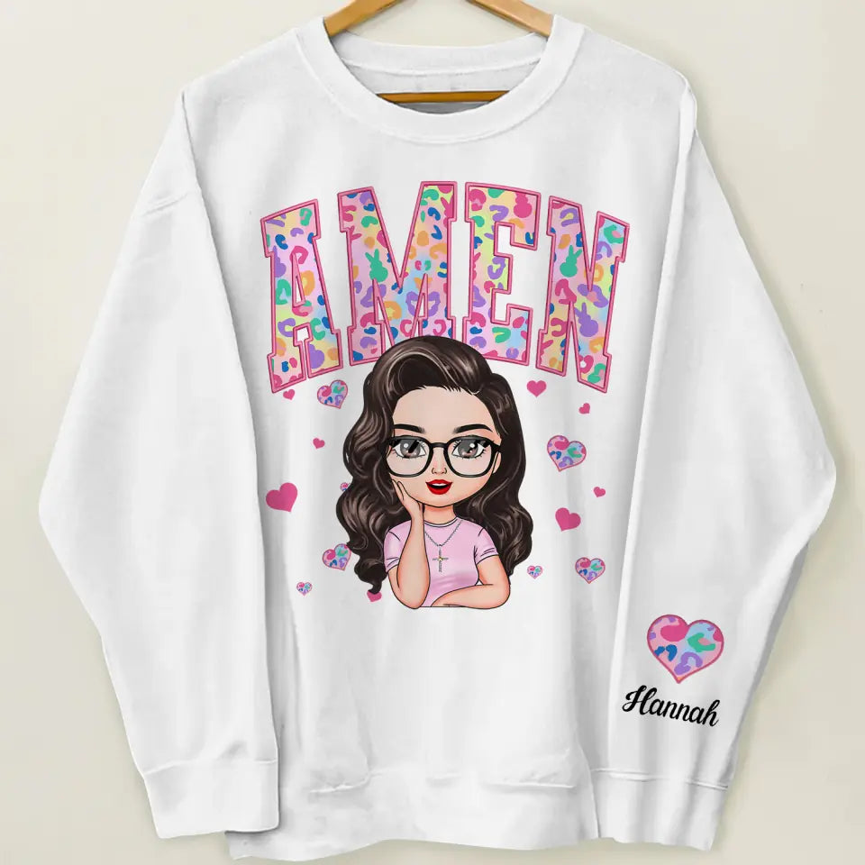 Amen Easter Vibes - Personalized Custom Sweatshirt - Easter Gift For Family Members, Mom, Grandma, Friends