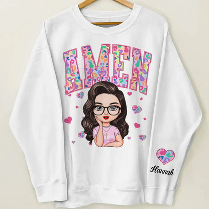 Amen Easter Vibes - Personalized Custom Sweatshirt - Easter Gift For Family Members, Mom, Grandma, Friends
