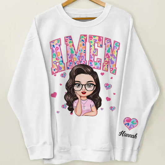 Amen Easter Vibes - Personalized Custom Sweatshirt - Easter Gift For Family Members, Mom, Grandma, Friends