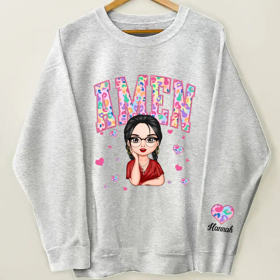 Amen Easter Vibes - Personalized Custom Sweatshirt - Easter Gift For Family Members, Mom, Grandma, Friends