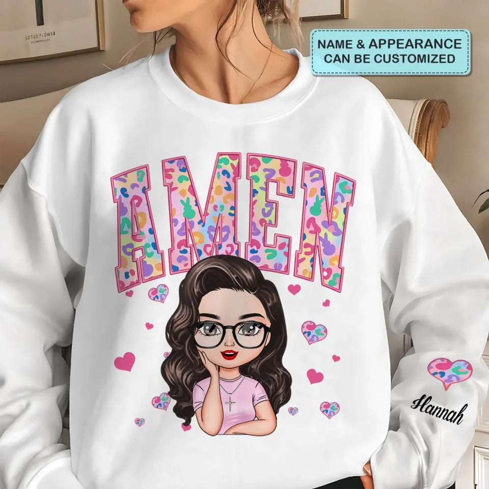Amen Easter Vibes - Personalized Custom Sweatshirt - Easter Gift For Family Members, Mom, Grandma, Friends