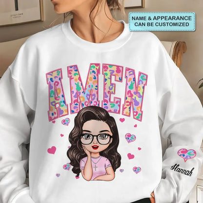 Amen Easter Vibes - Personalized Custom Sweatshirt - Easter Gift For Family Members, Mom, Grandma, Friends