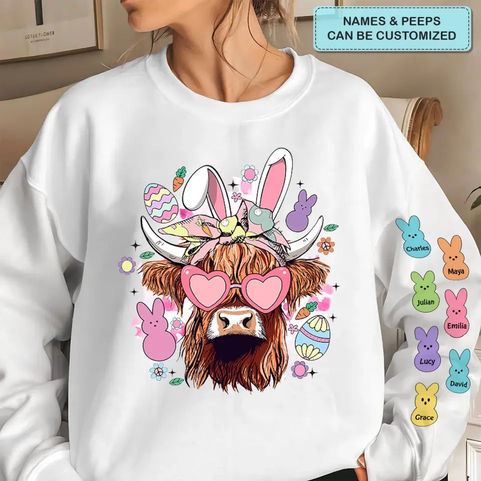 Easter's Day Highland Cow - Personalized Custom Sweatshirt - Easter's Day Gift For Grandma, Mom, Family Members
