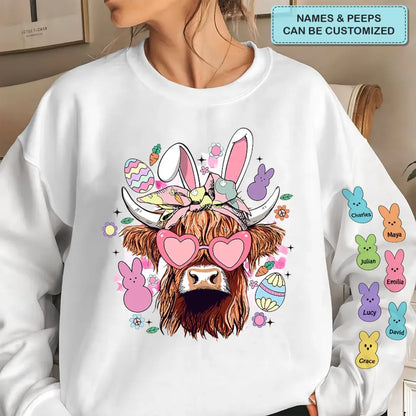 Easter's Day Highland Cow - Personalized Custom Sweatshirt - Easter's Day Gift For Grandma, Mom, Family Members