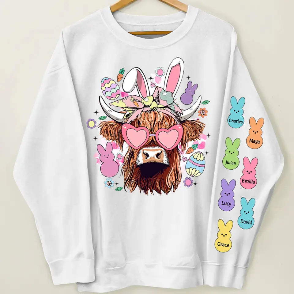 Easter's Day Highland Cow - Personalized Custom Sweatshirt - Easter's Day Gift For Grandma, Mom, Family Members