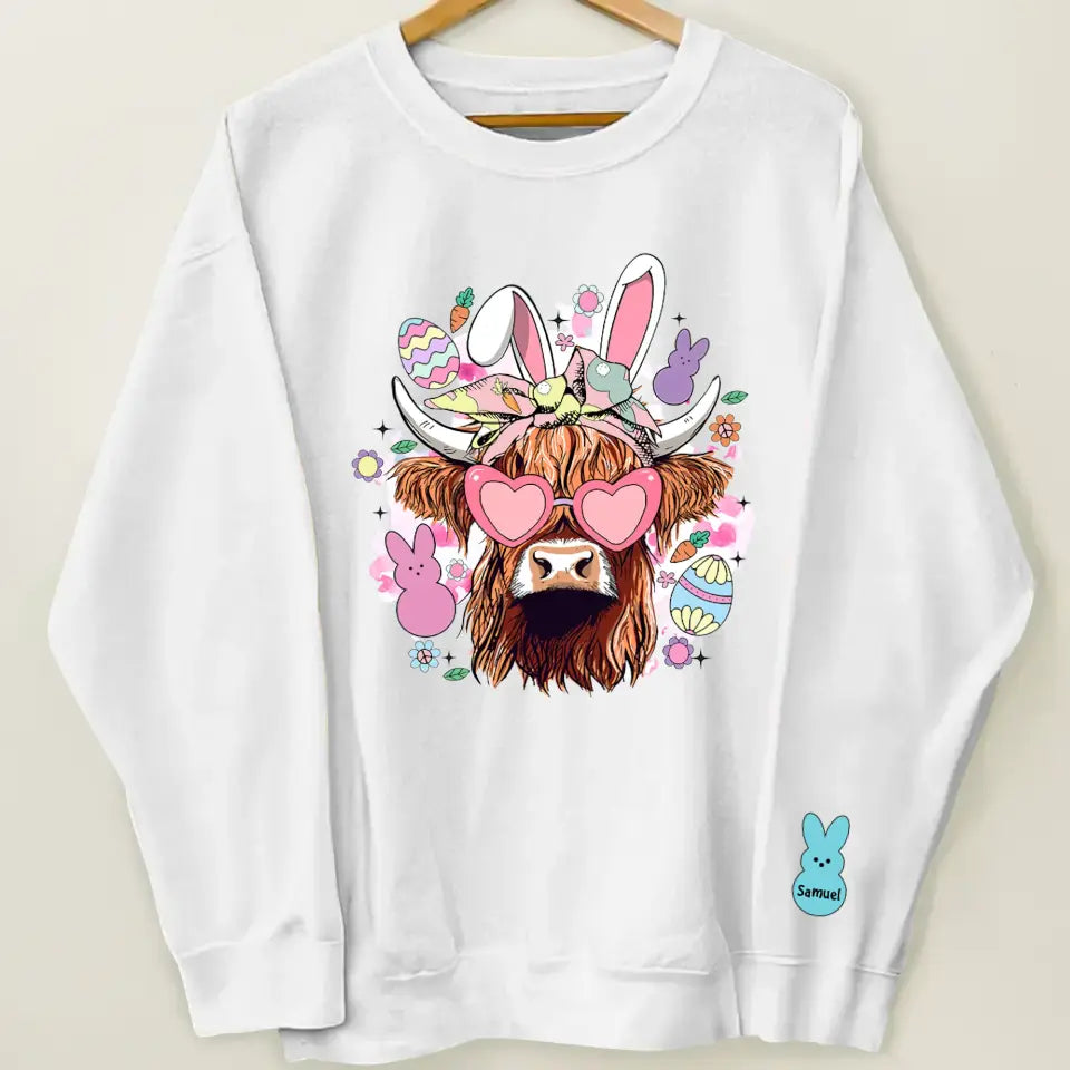 Easter's Day Highland Cow - Personalized Custom Sweatshirt - Easter's Day Gift For Grandma, Mom, Family Members