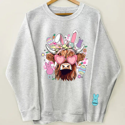 Easter's Day Highland Cow - Personalized Custom Sweatshirt - Easter's Day Gift For Grandma, Mom, Family Members