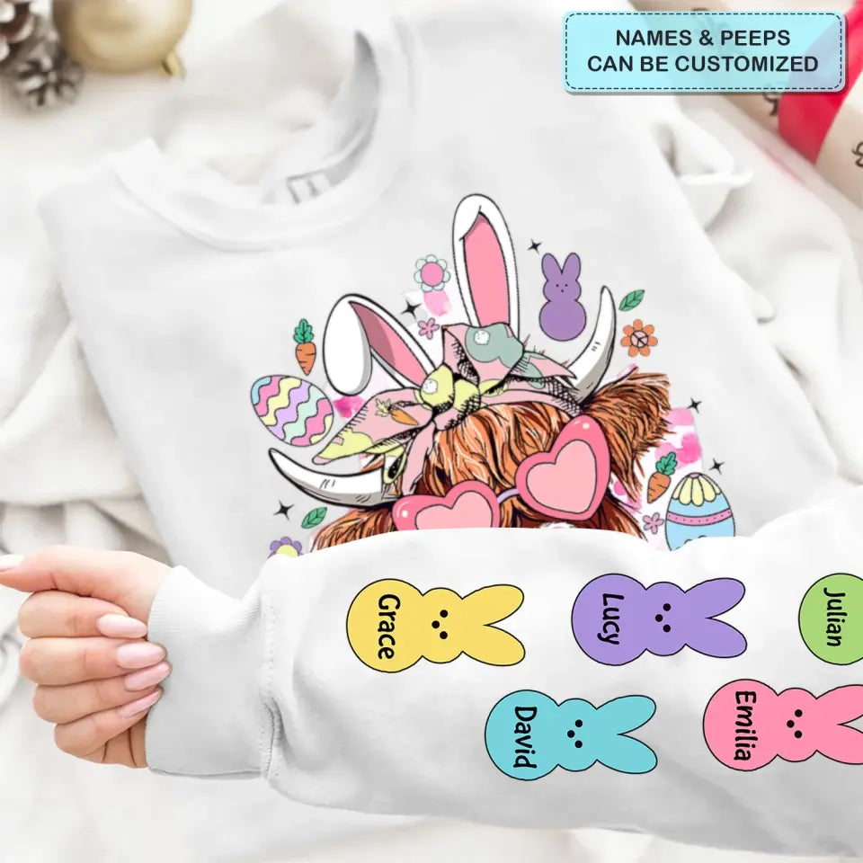 Easter's Day Highland Cow - Personalized Custom Sweatshirt - Easter's Day Gift For Grandma, Mom, Family Members