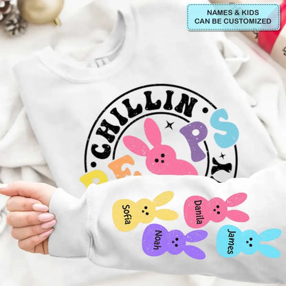 Chilling With My Peeps - Personalized Custom Sweatshirt - Mother's Day, Easter Day Gift For Grandma, Mom, Family Members