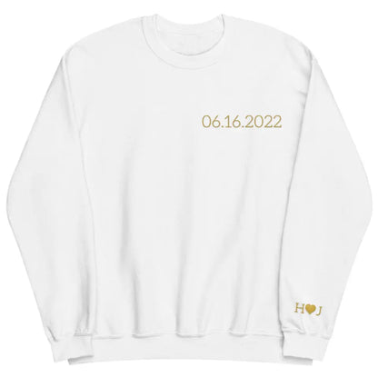 Initial Of Us On Sleeve - Personalized Custom Embroidered Sweatshirt - Gift For Couple, Wife, Husband, Boyfriend, Girlfriend