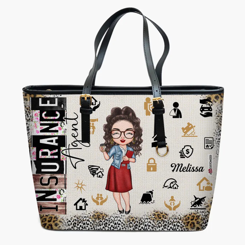 Insurance Agent- Personalized Custom Leather Bucket Bag - Appreciation Gift For Insurance Agent