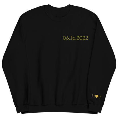 Initial Of Us On Sleeve - Personalized Custom Embroidered Sweatshirt - Gift For Couple, Wife, Husband, Boyfriend, Girlfriend