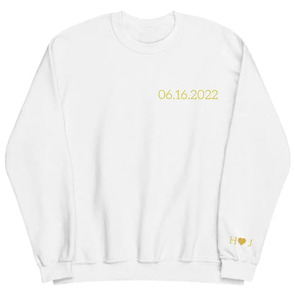 Initial Of Us On Sleeve - Personalized Custom Embroidered Sweatshirt - Gift For Couple, Wife, Husband, Boyfriend, Girlfriend