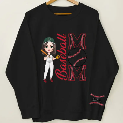 Baseball Mom - Personalized Custom Sweatshirt With Sleeves Imprint - Mother's Day, Gift For Mom