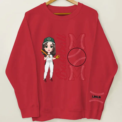 Baseball Mom - Personalized Custom Sweatshirt With Sleeves Imprint - Mother's Day, Gift For Mom