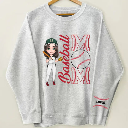 Baseball Mom - Personalized Custom Sweatshirt With Sleeves Imprint - Mother's Day, Gift For Mom