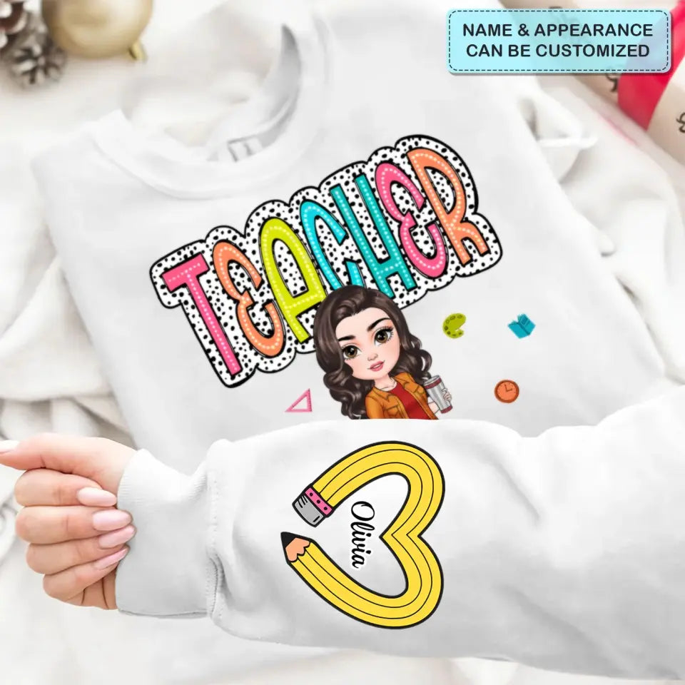 Teacher Life Dalmatian Dots - Personalized Custom Sweatshirt - Teacher's Day, Appreciation Gift For Teacher