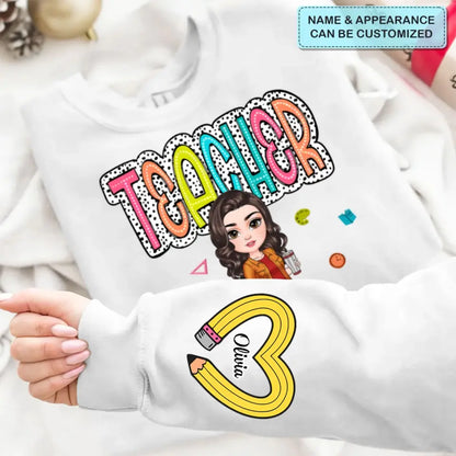 Teacher Life Dalmatian Dots - Personalized Custom Sweatshirt - Teacher's Day, Appreciation Gift For Teacher
