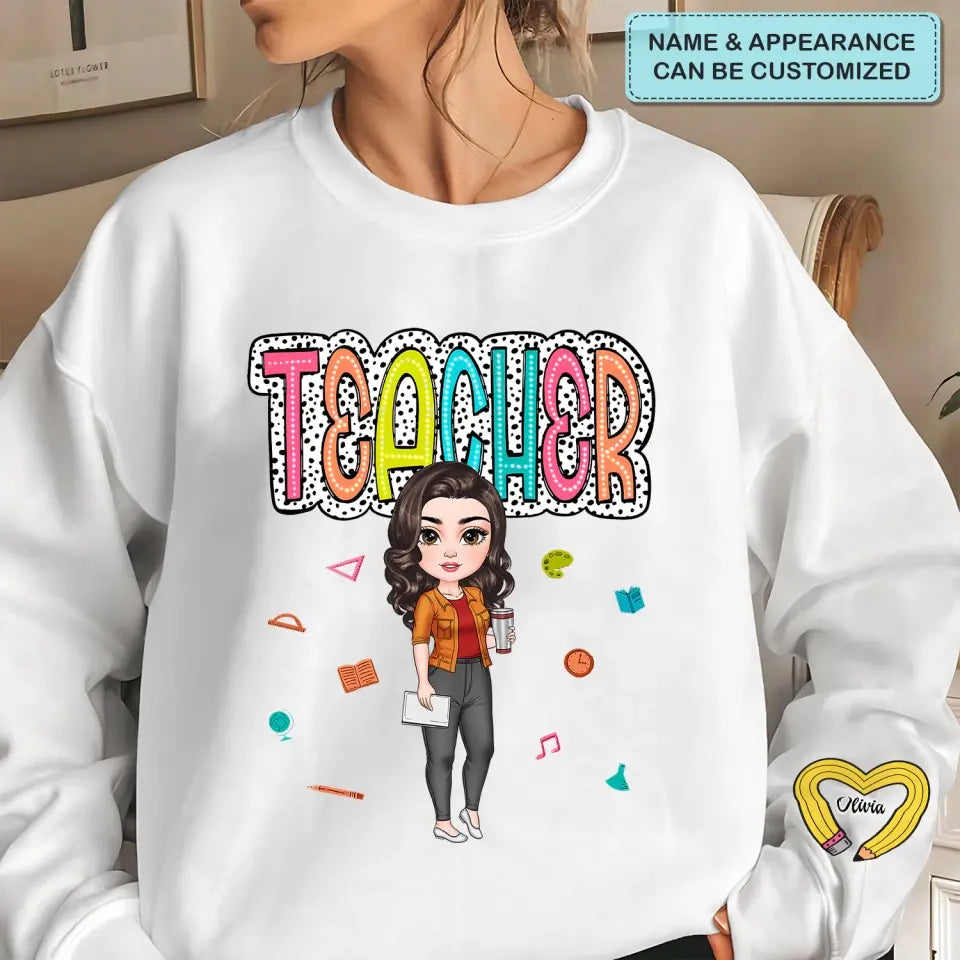 Teacher Life Dalmatian Dots - Personalized Custom Sweatshirt - Teacher's Day, Appreciation Gift For Teacher
