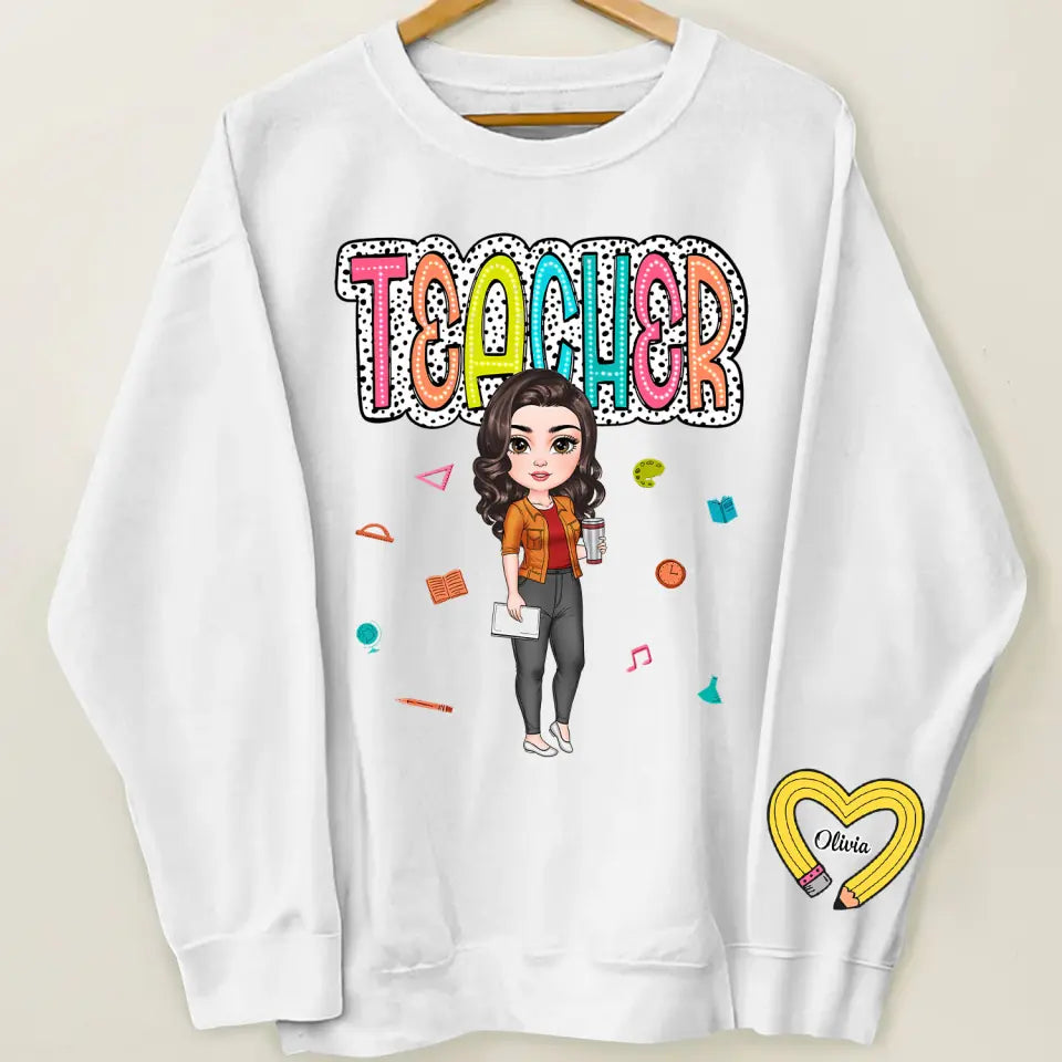 Teacher Life Dalmatian Dots - Personalized Custom Sweatshirt - Teacher's Day, Appreciation Gift For Teacher