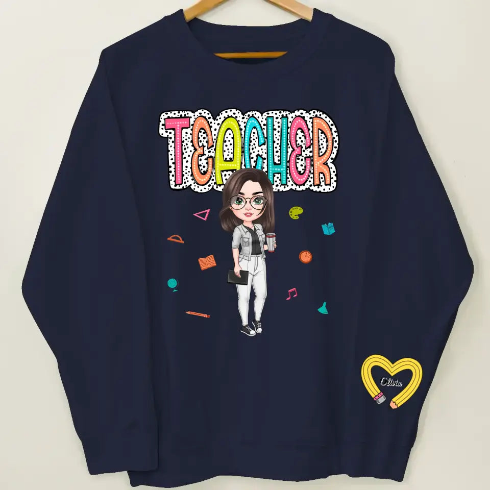 Teacher Life Dalmatian Dots - Personalized Custom Sweatshirt - Teacher's Day, Appreciation Gift For Teacher