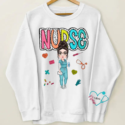 Nurse Life Dalmatian Dots - Personalized Custom Sweatshirt - Nurse's Day, Appreciation Gift For Nurse