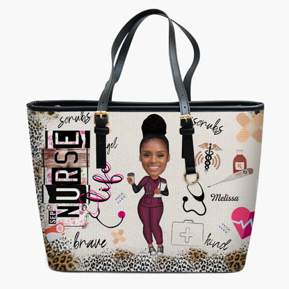 Nurse Life Scrub - Personalized Custom Leather Bucket Bag - Nurse's Day, Appreciation Gift For Nurse