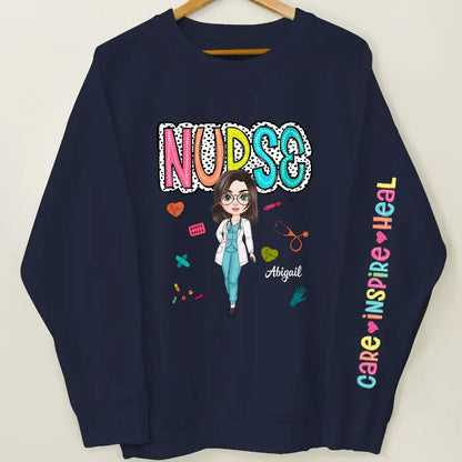 Care Inspire Heal  - Personalized Custom Sweatshirt - Nurse's Day, Appreciation Gift For Nurse