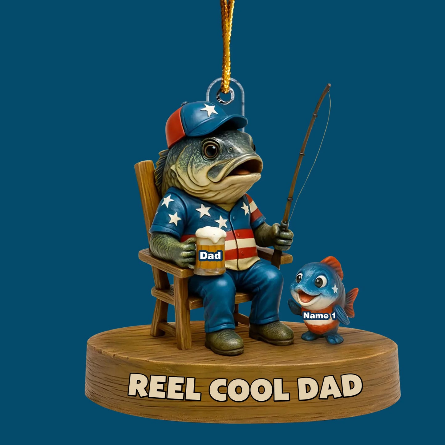 Reel Cool Dad  Custom Shape Mica Ornament - Christmas Gift For Family Members, Fishing Lovers