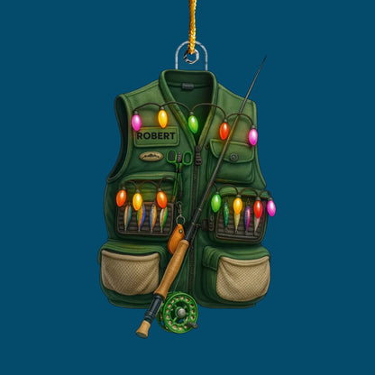 Festive Fishing Gear - Personalized Custom Mica Ornament - Christmas Gift For Fishing Lovers AGP0QQ040