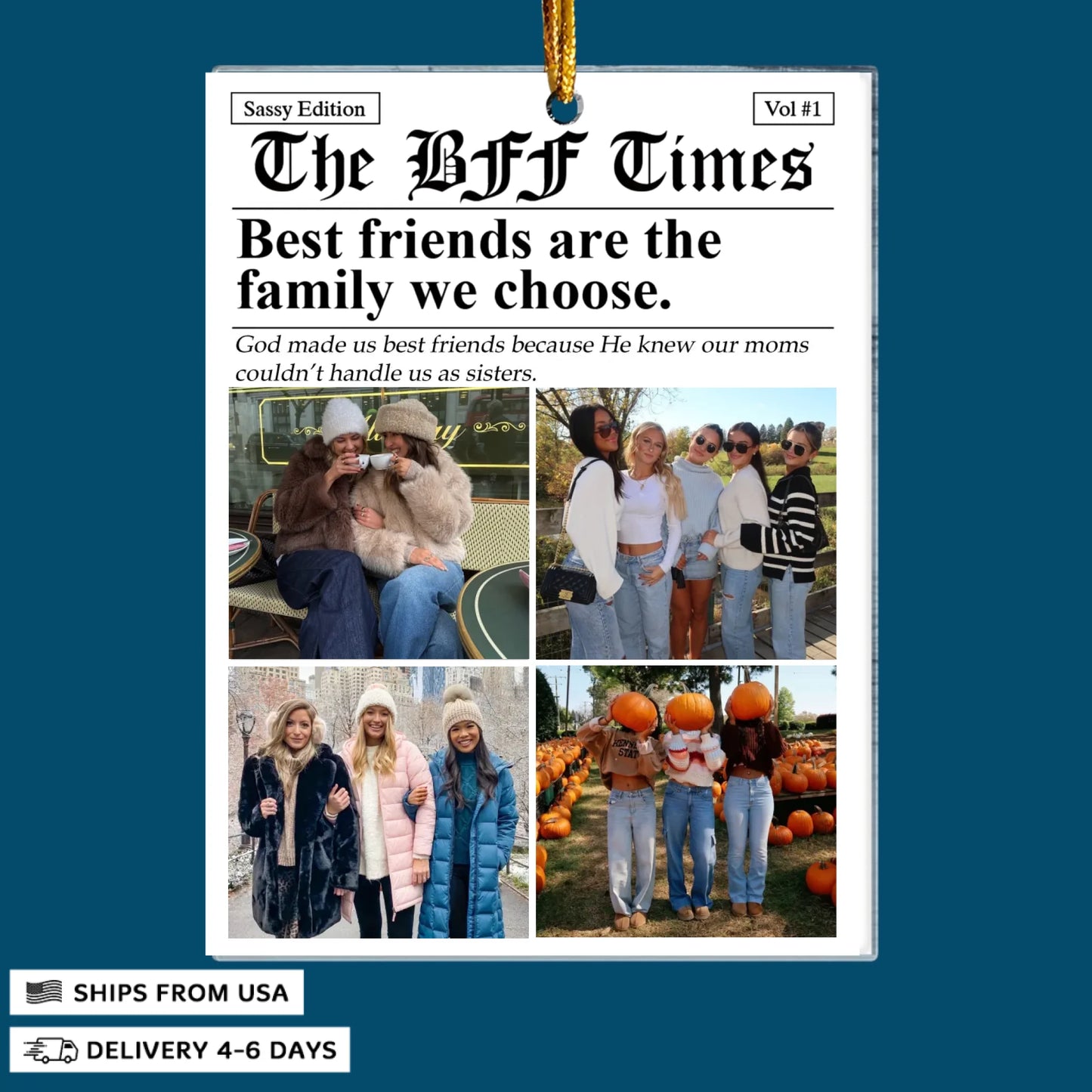 The BFF Times - Customized Mica Ornament - Christmas Gift For Besties, Best Friend